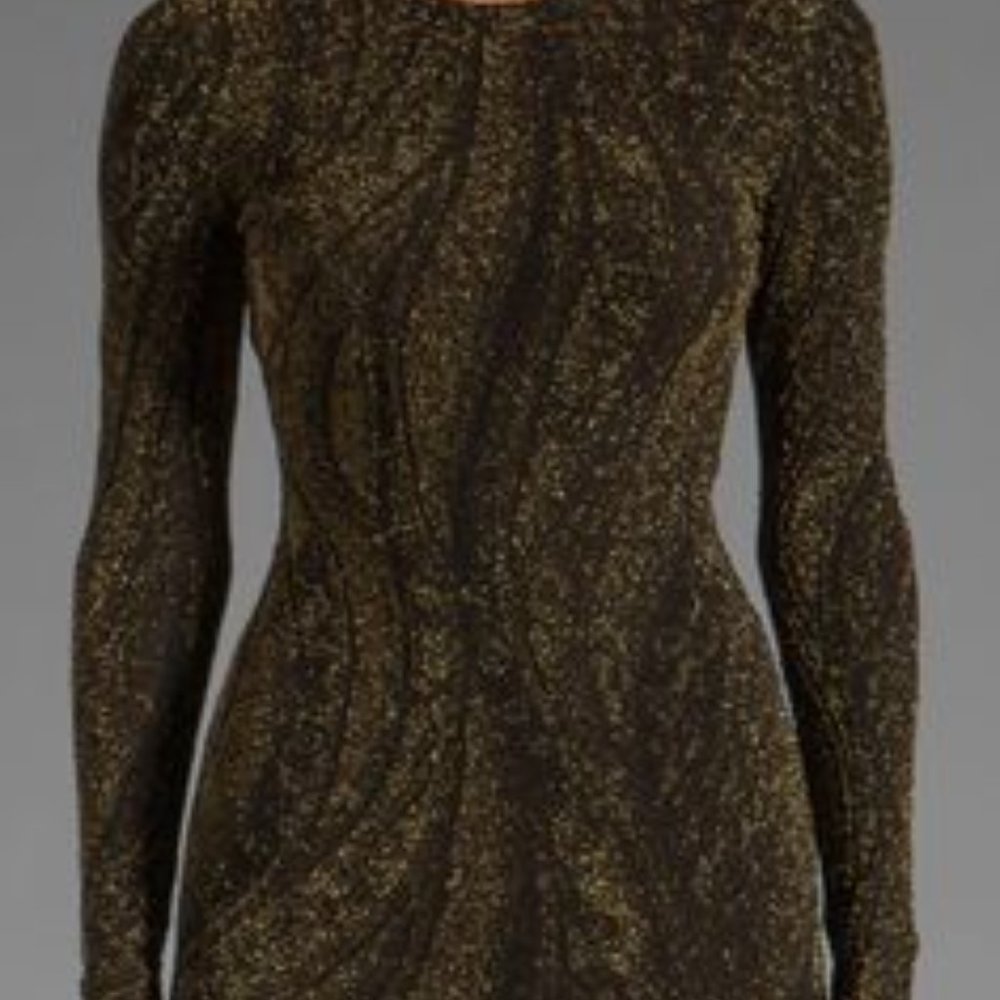 Black/ Gold Long Sleeve Mini Dress